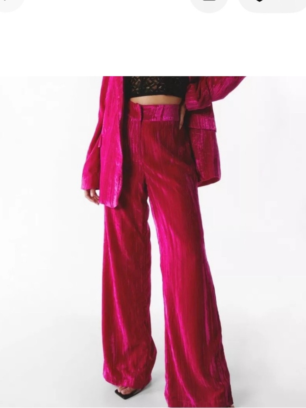 Nasty Gal Hot Pink Crushed Velvet Pants
